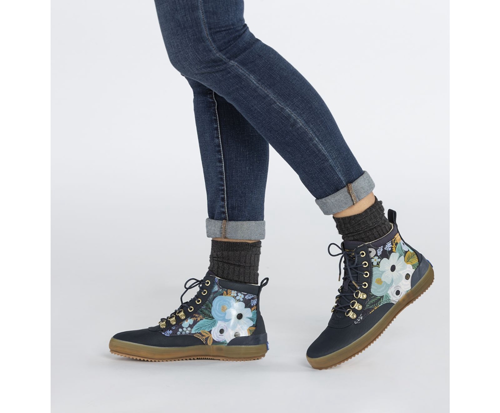 Botas Keds Mujer Azul Marino - Rifle Paper Co. Scout Water-Resistant Garden Party - 903-RHWSUT